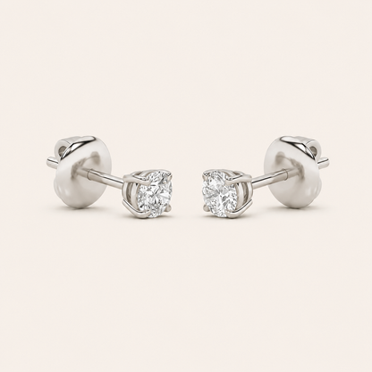 2CT Round Cut Lab Grown Diamond Classic Basket Set Stud Earrings