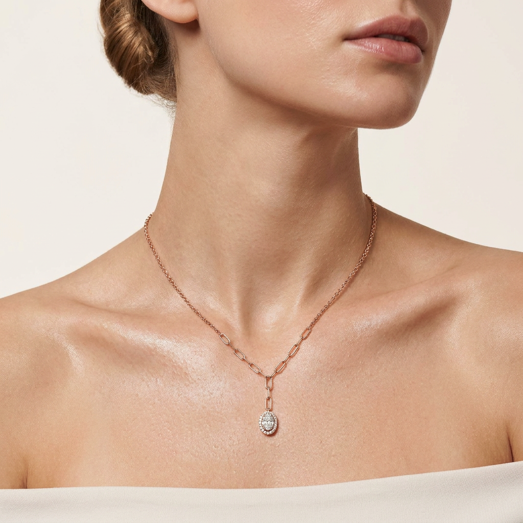 1.5CT OvalCut Lab Grown Diamond Necklace