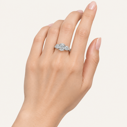 3.00CT Round Lab Grown Diamond Three Stone Ring