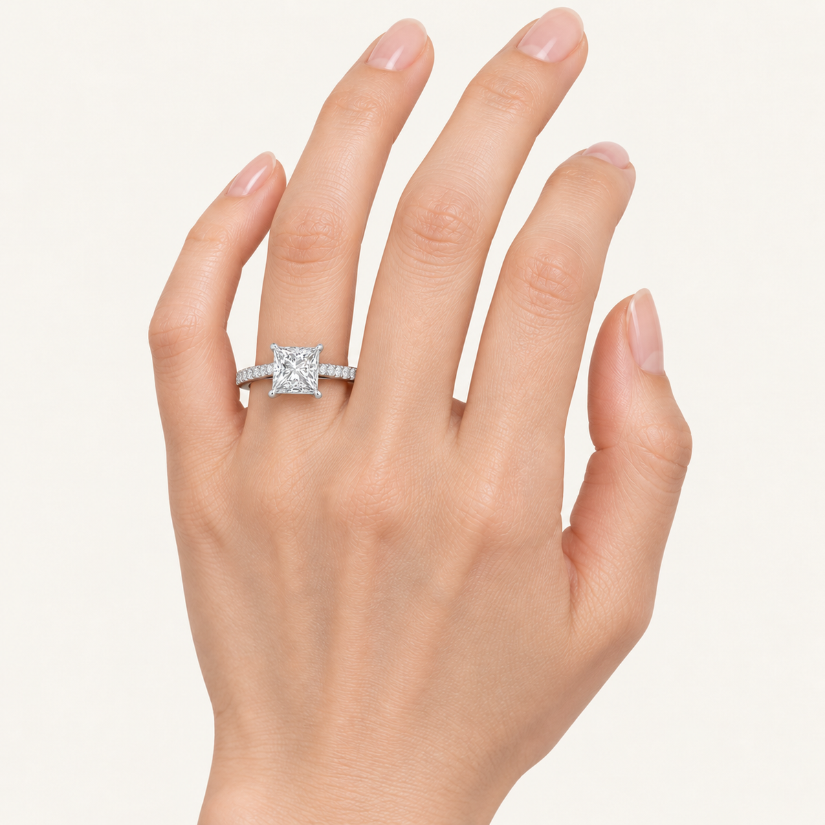 2.25CT Princess Cut Lab Grown Diamond Side Stone Ring