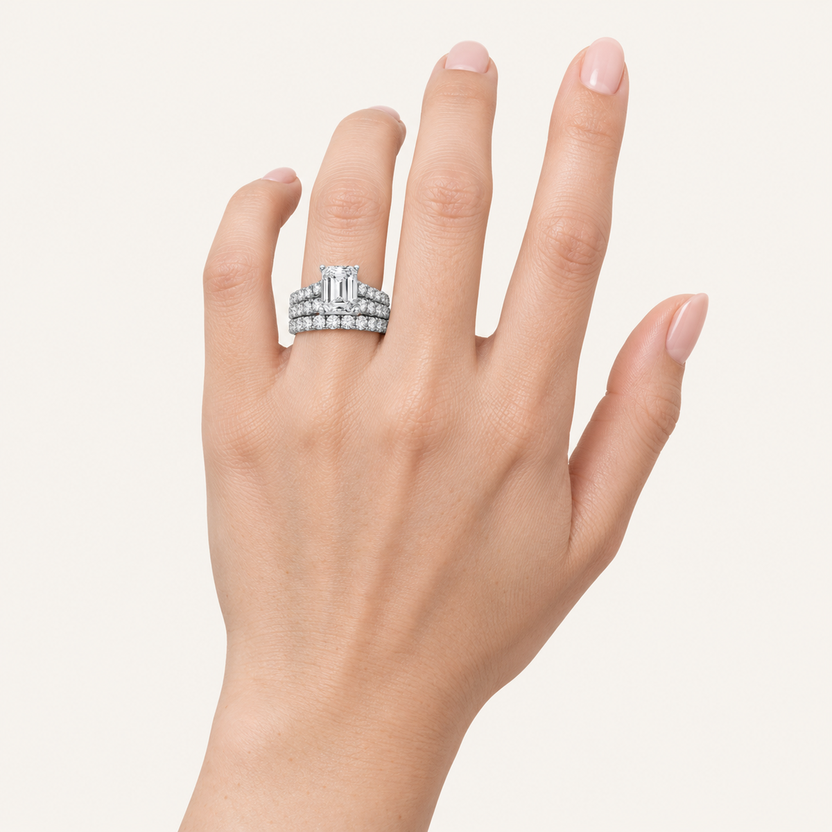 5.00CT Emerald Cut Lab Grown Diamond Bridal Set