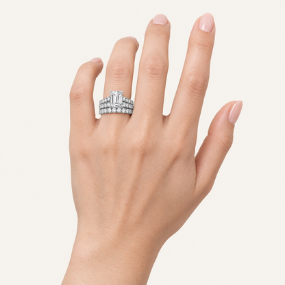 5.00CT Emerald Cut Lab Grown Diamond Bridal Set
