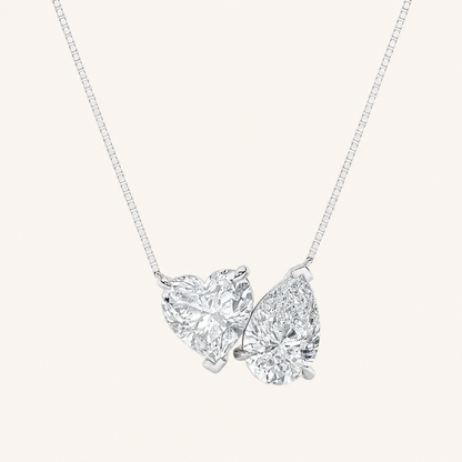 2CT Pear and Heart Cut Lab Grown Diamond Pendant Necklace