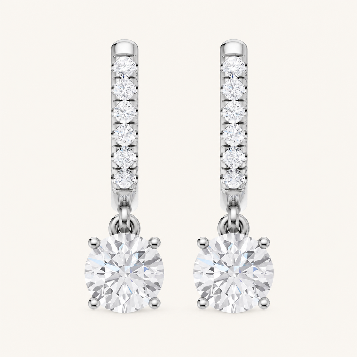 2.10CT Round Cut Lab Grown Diamond Earrings