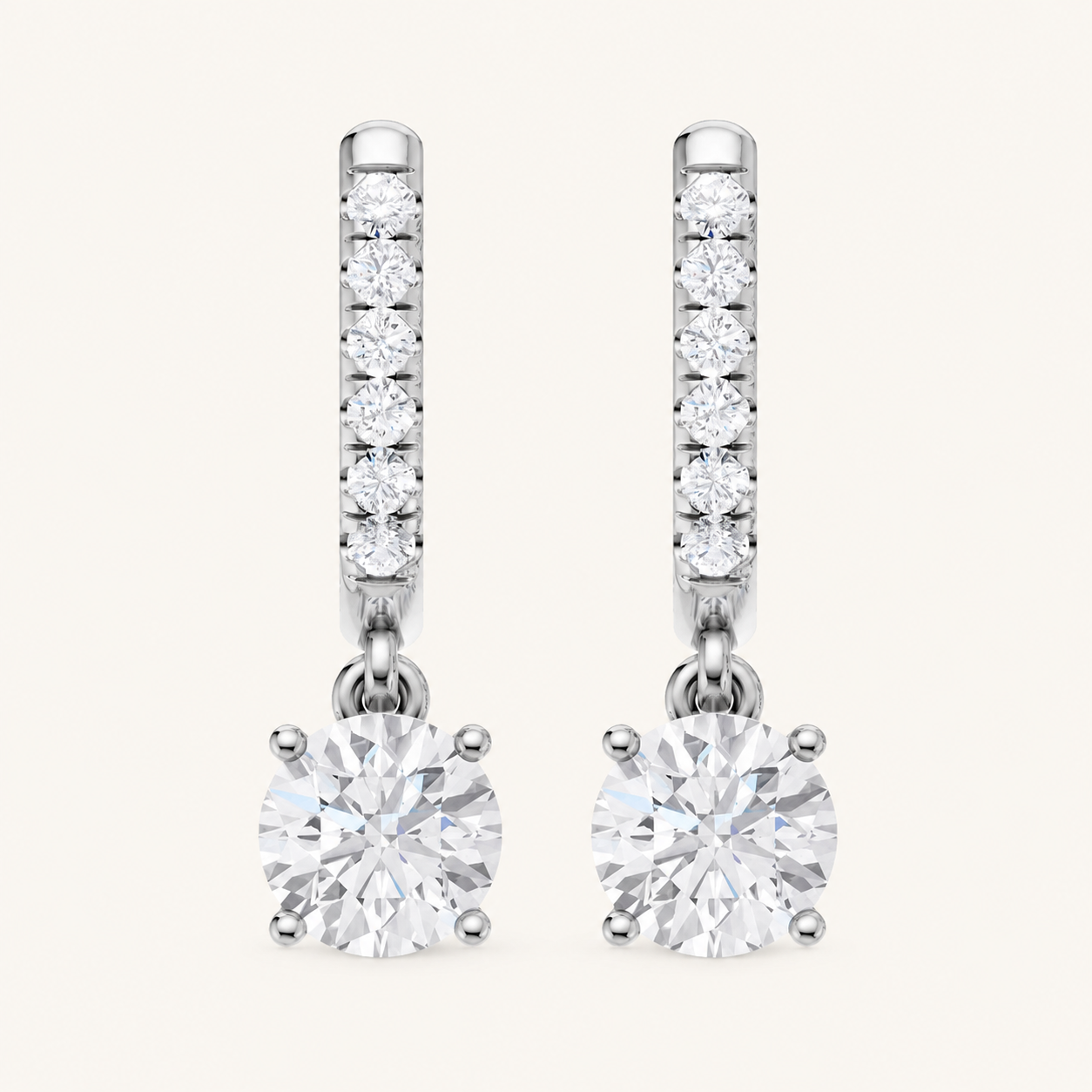 2.10CT Round Cut Lab Grown Diamond Earrings