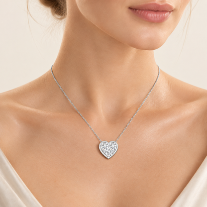 0.50CT Round Cut Lab Grown Diamond Heart Pendant Necklace