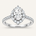 1.40CT Oval Cut Lab Grown Diamond Halo Side Stone Ring