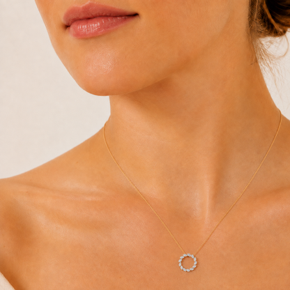 2CT Marquise Cut Lab Grown Diamond Circle Pendant Necklace