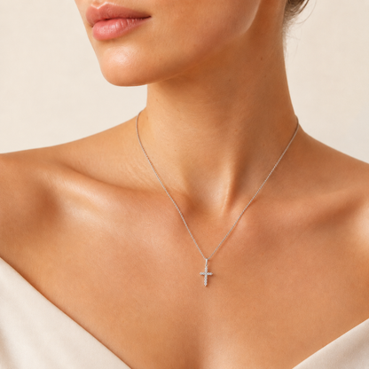 3.5CT Pear Cut Lab Grown Diamond Pendant Cross Necklace