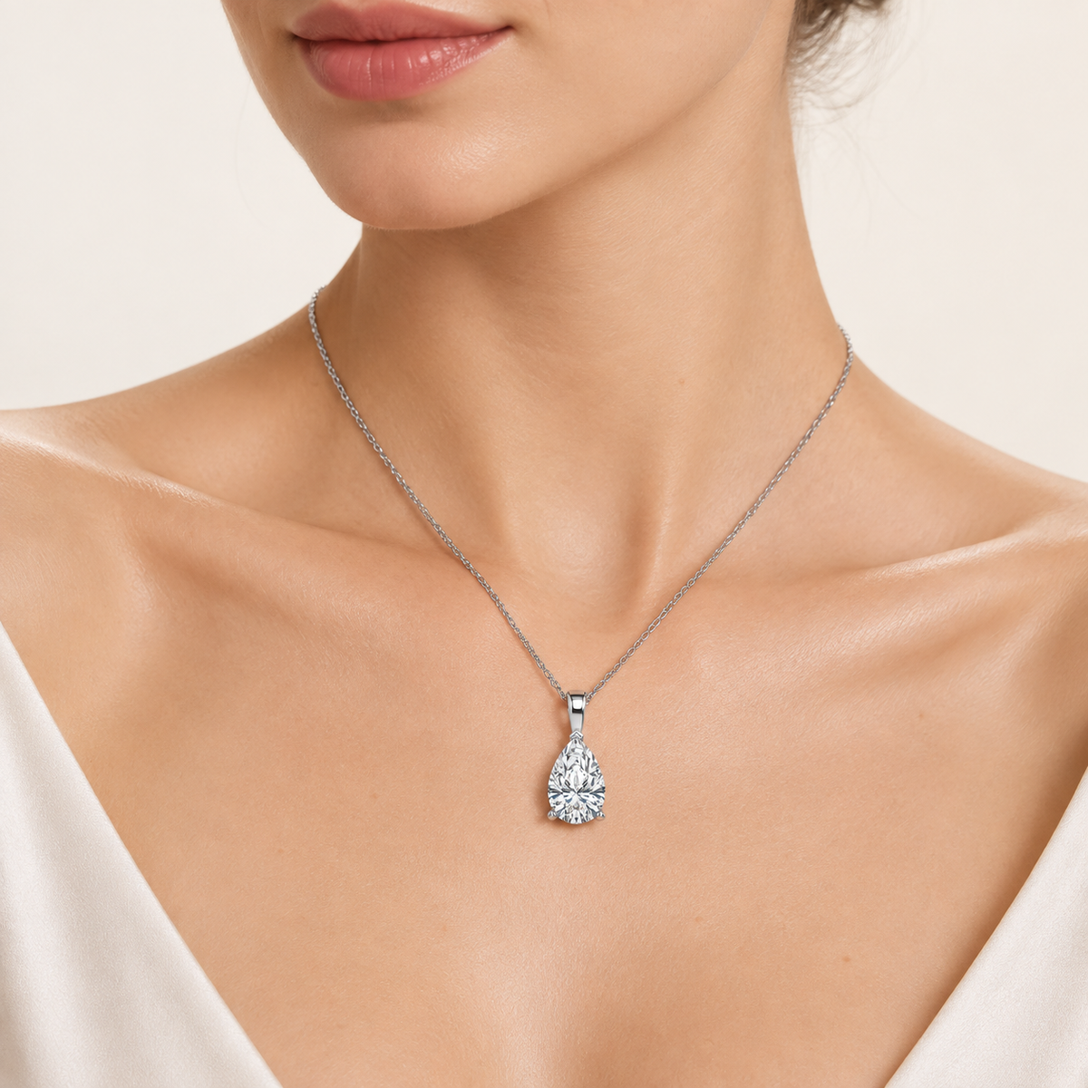 1.00CT Pear Cut Certified Lab Grown Diamond Pendant