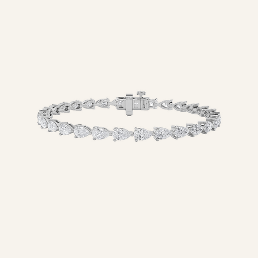 6CT Pear Cut Lab Grown Diamond Tennis Bracelet