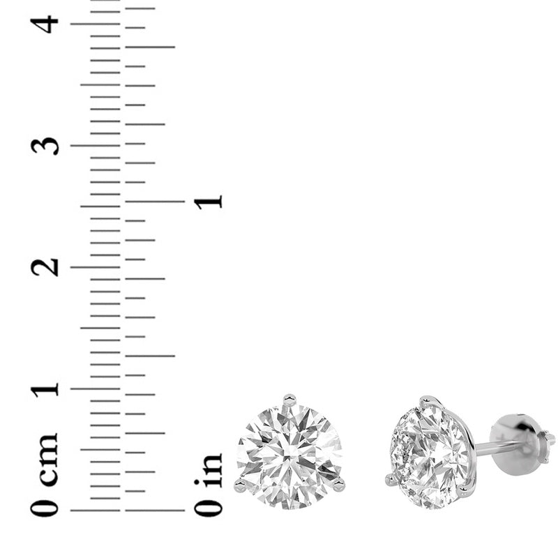 0.5CTW Round Shaped Lab Grown Diamond (G/VS) Three Prong Martini Stud Earrings in 14K Gold