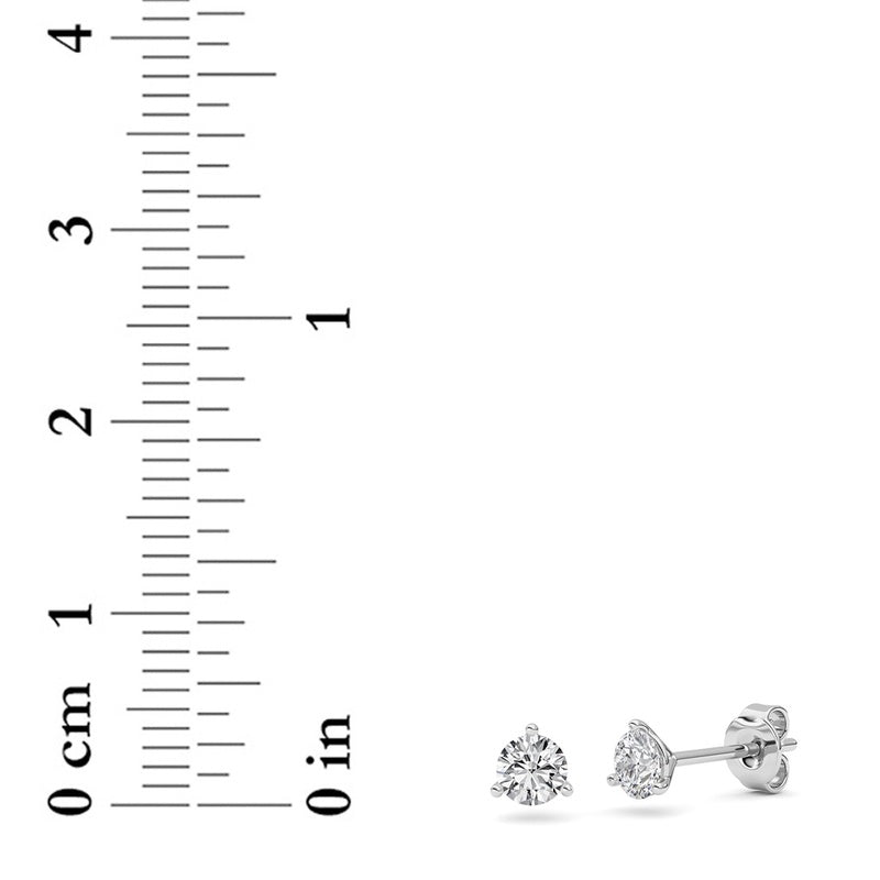 0.5CTW Round Shaped Lab Grown Diamond (G/VS) Three Prong Martini Stud Earrings in 14K Gold