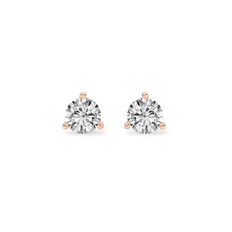 0.5CTW Round Shaped Lab Grown Diamond (G/VS) Three Prong Martini Stud Earrings in 14K Gold