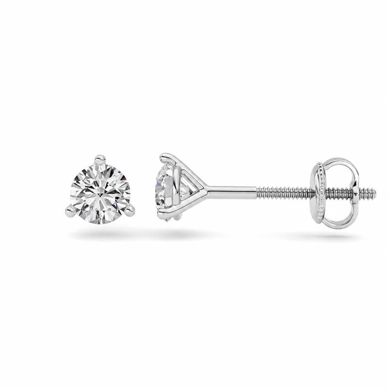 0.5CTW Round Shaped Lab Grown Diamond (F/VS) Stud Earrings in 14K Gold