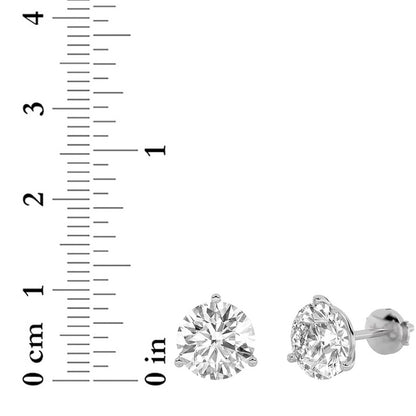4.5CTW Round Shaped Lab Grown Diamond (F/VS) Martini Stud Earrings in 14K White Gold