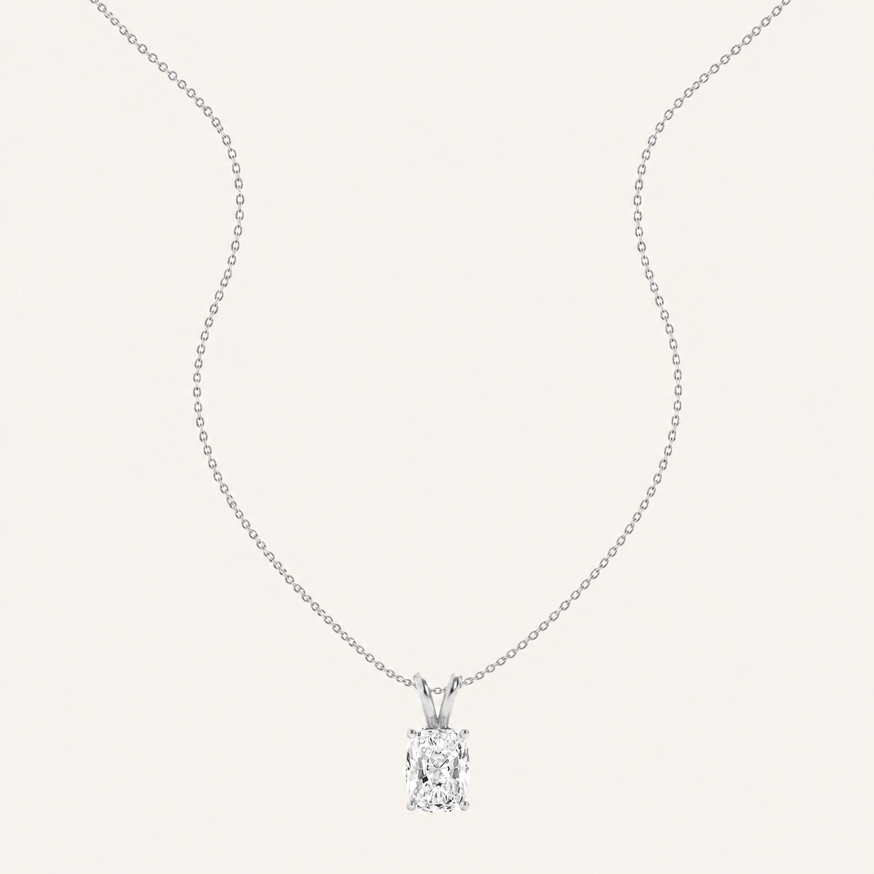 3CT Elongated Cushion Cut Lab Grown Diamond Pendant Necklace