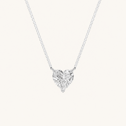 1CT Heart Cut Lab Grown Diamond Pendant Heart Necklace