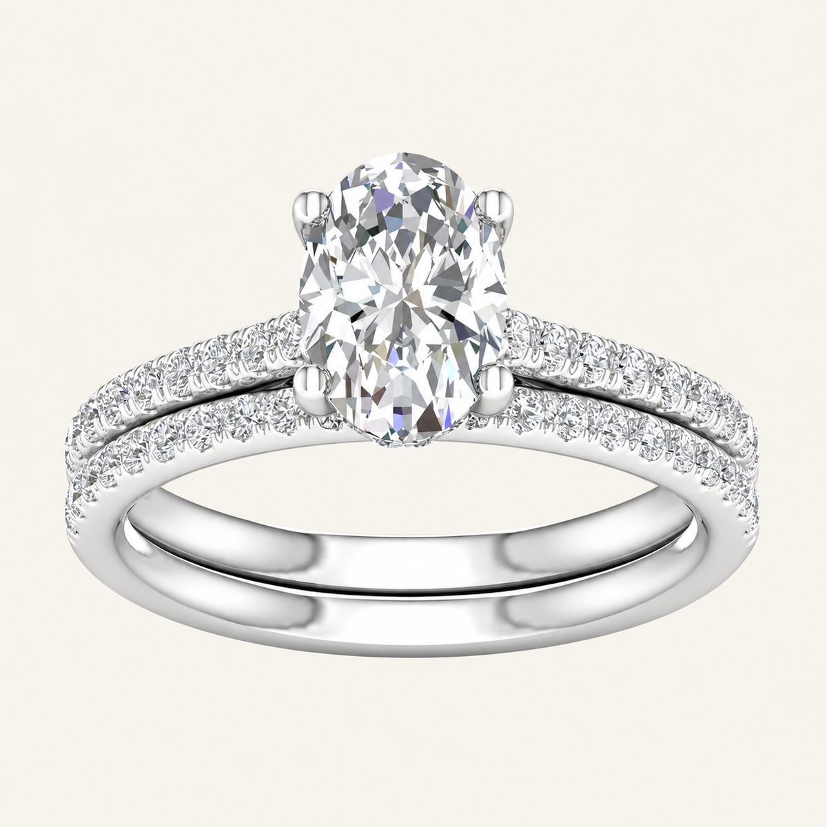 2.50CT Oval Cut Lab Grown Diamond Bridal Set