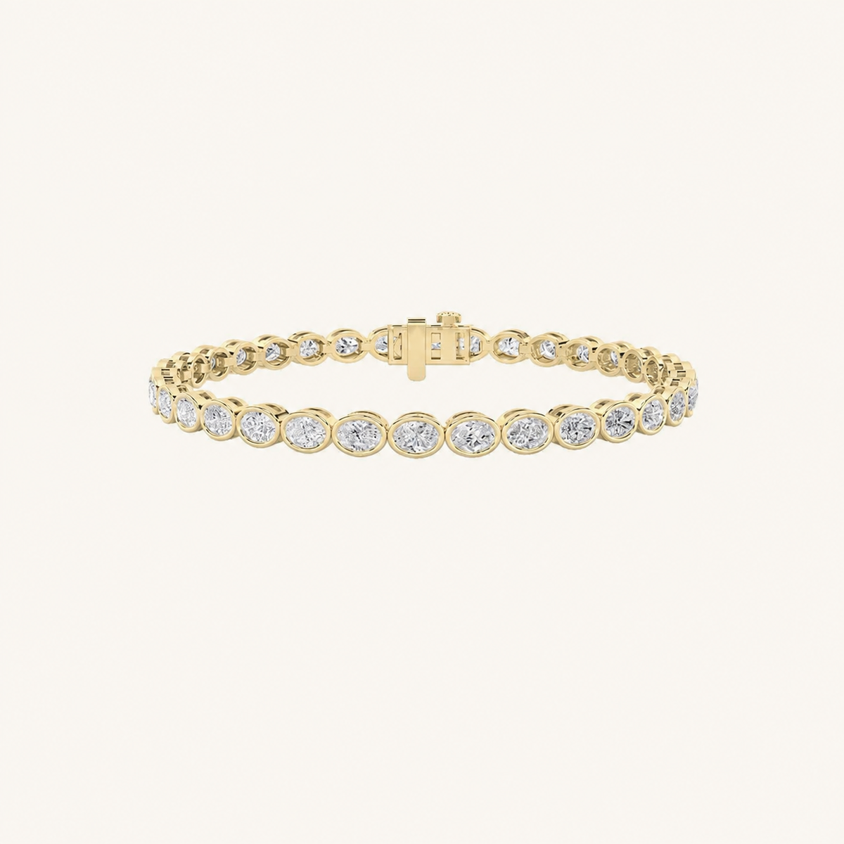 12CT Oval Cut Lab Grown Diamond East West Bezel Set Tennis Bracelet