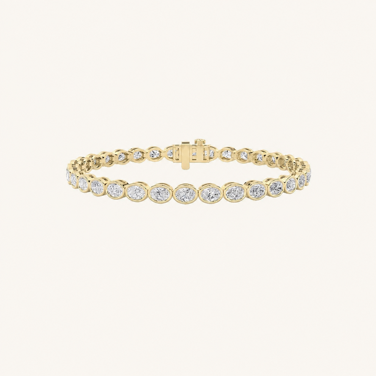 12CT Oval Cut Lab Grown Diamond East West Bezel Set Tennis Bracelet