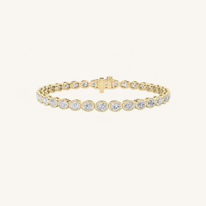 12CT Oval Cut Lab Grown Diamond East West Bezel Set Tennis Bracelet