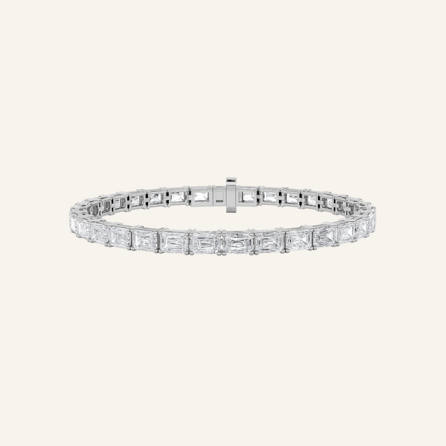 5.25CT Emerald Cut Lab Grown Diamond Tennis Bracelet