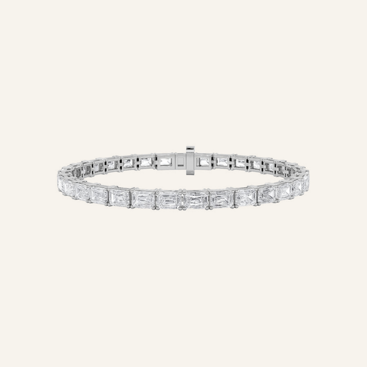 12.25CT Emerald Cut Lab Grown Diamond Tennis Bracelet