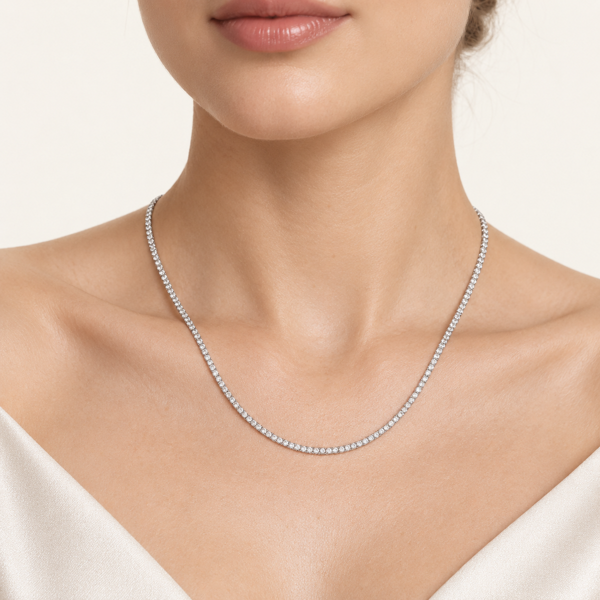 15.00CT Round Cut Lab Grown Diamond Necklace