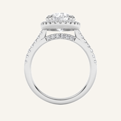 3CT Round Cut Lab Grown Diamond Halo Engagement Ring