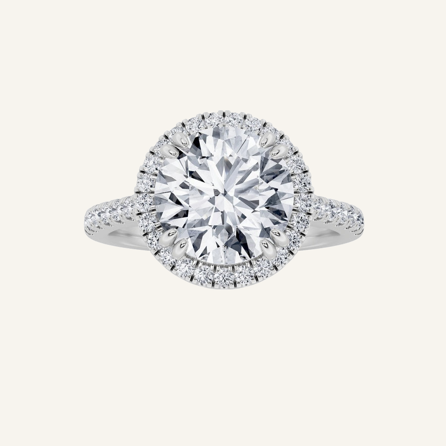 5CT Round Cut Lab Grown Diamond Halo Engagement Ring