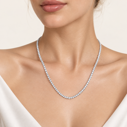 28.58CT Round Cut Lab Grown Diamond Tennis Necklace