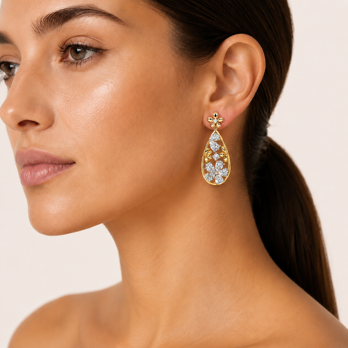 3.75CT Pear Cut Lab Grown Diamond Fancy Flower Earrings