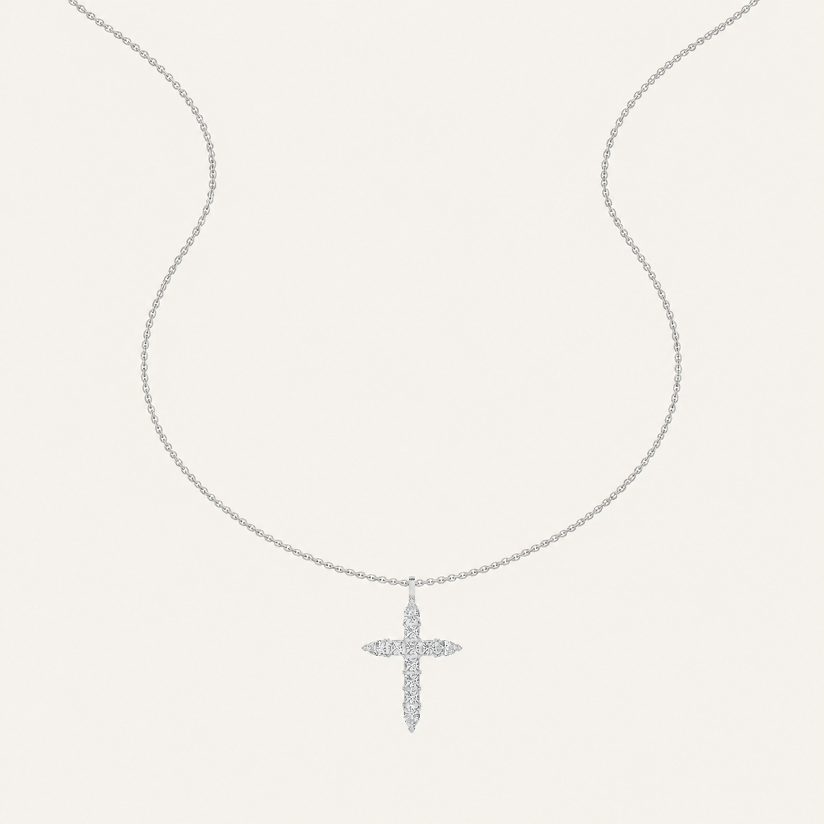 3.5CT Pear Cut Lab Grown Diamond Pendant Cross Necklace