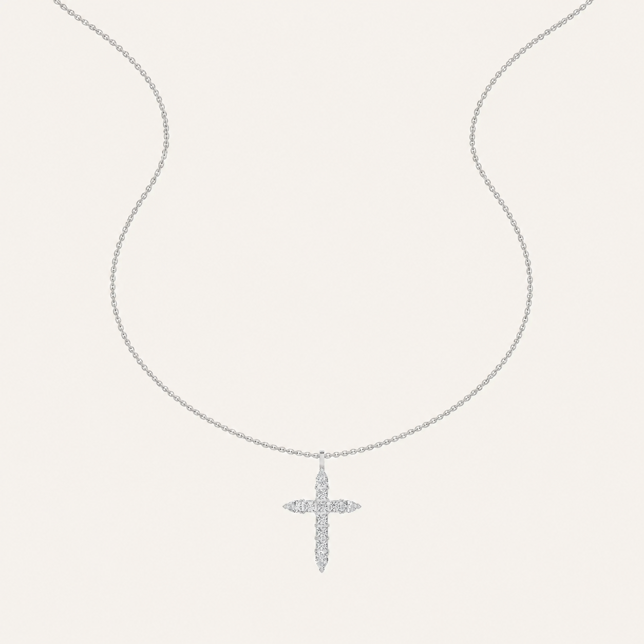 3.5CT Pear Cut Lab Grown Diamond Pendant Cross Necklace
