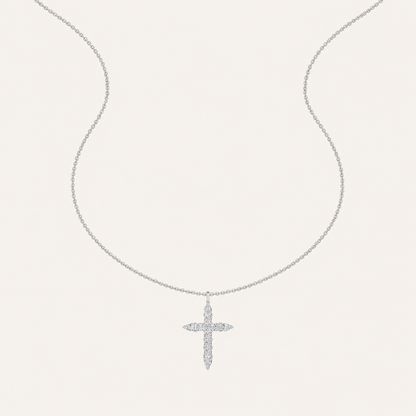 3.5CT Pear Cut Lab Grown Diamond Pendant Cross Necklace