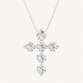 1.5CT Round Cut Lab Grown Diamond Pendant Cross Necklace