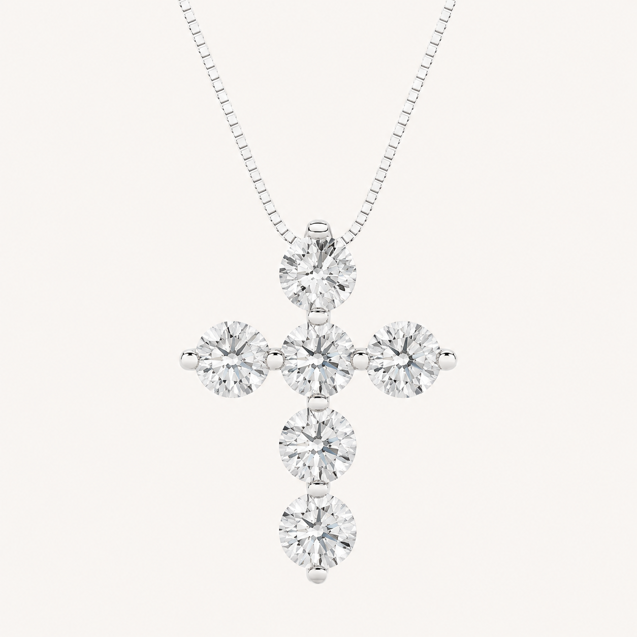 1.5CT Round Cut Lab Grown Diamond Pendant Cross Necklace