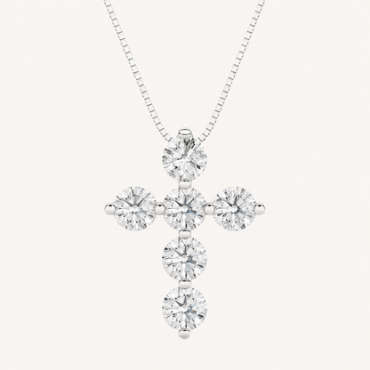 1.5CT Round Cut Lab Grown Diamond Pendant Cross Necklace