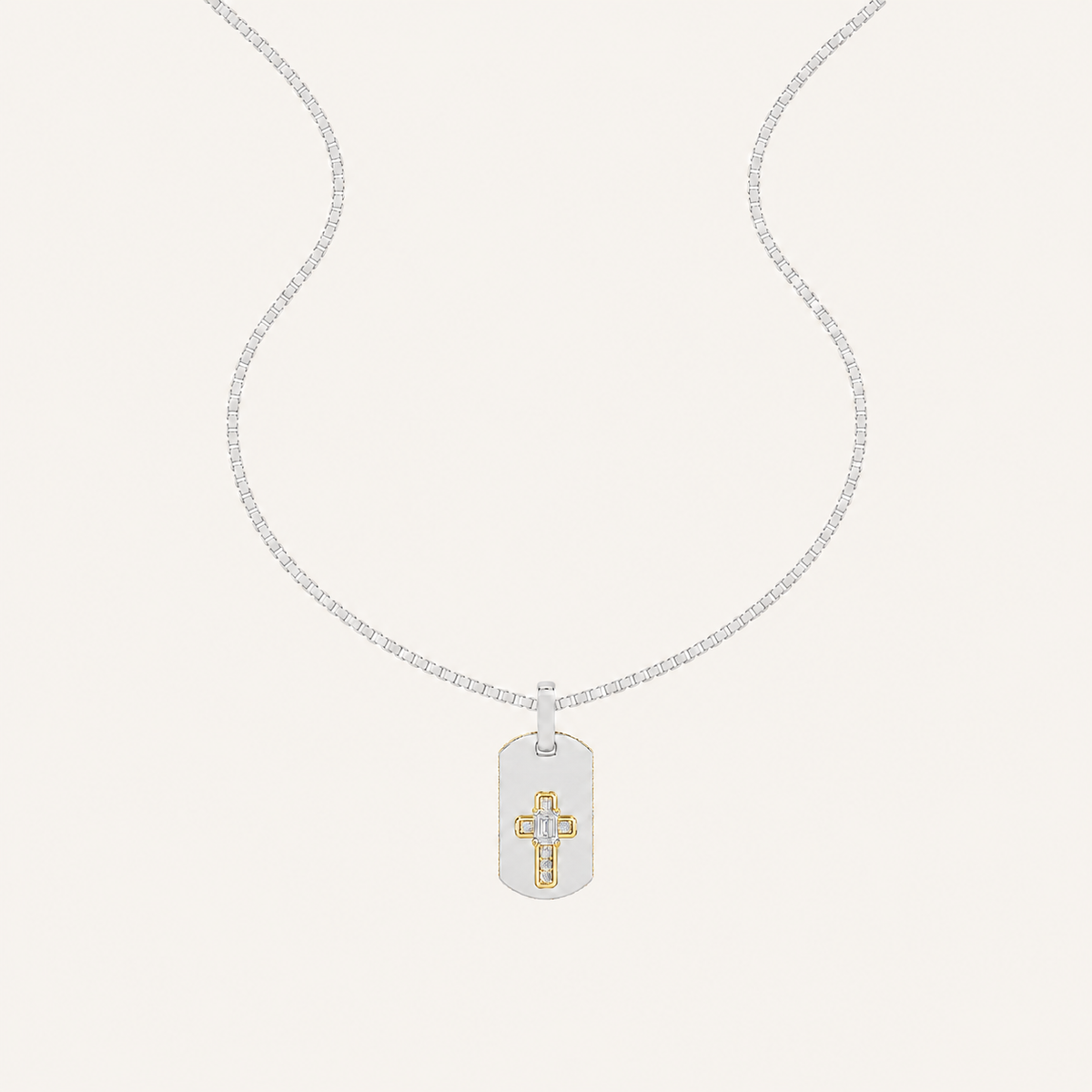 1CT Emerald Cut Lab Grown Diamond Dog Tag Pendant Necklace