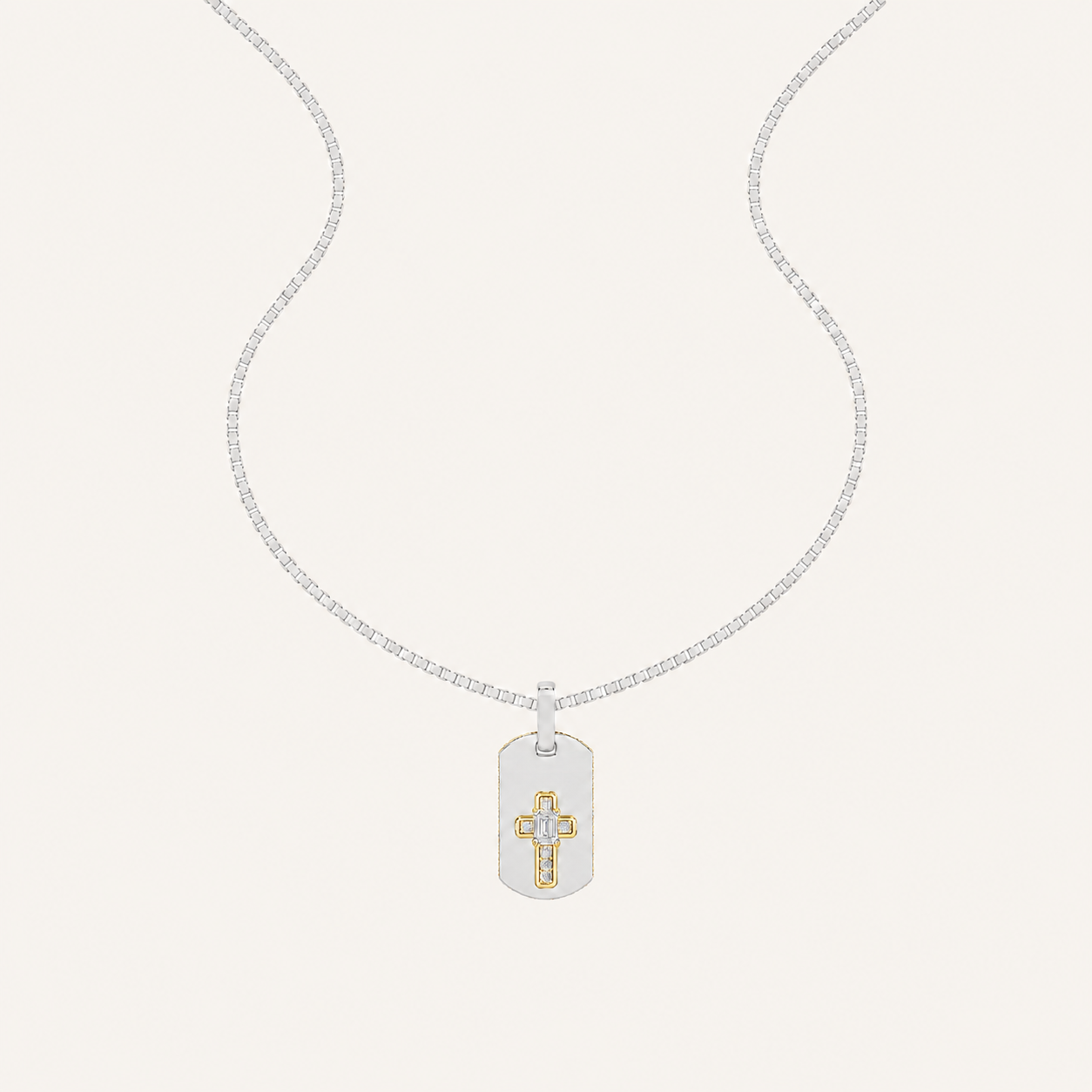 1CT Emerald Cut Lab Grown Diamond Dog Tag Pendant Necklace