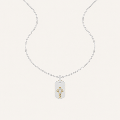 1CT Emerald Cut Lab Grown Diamond Dog Tag Pendant Necklace
