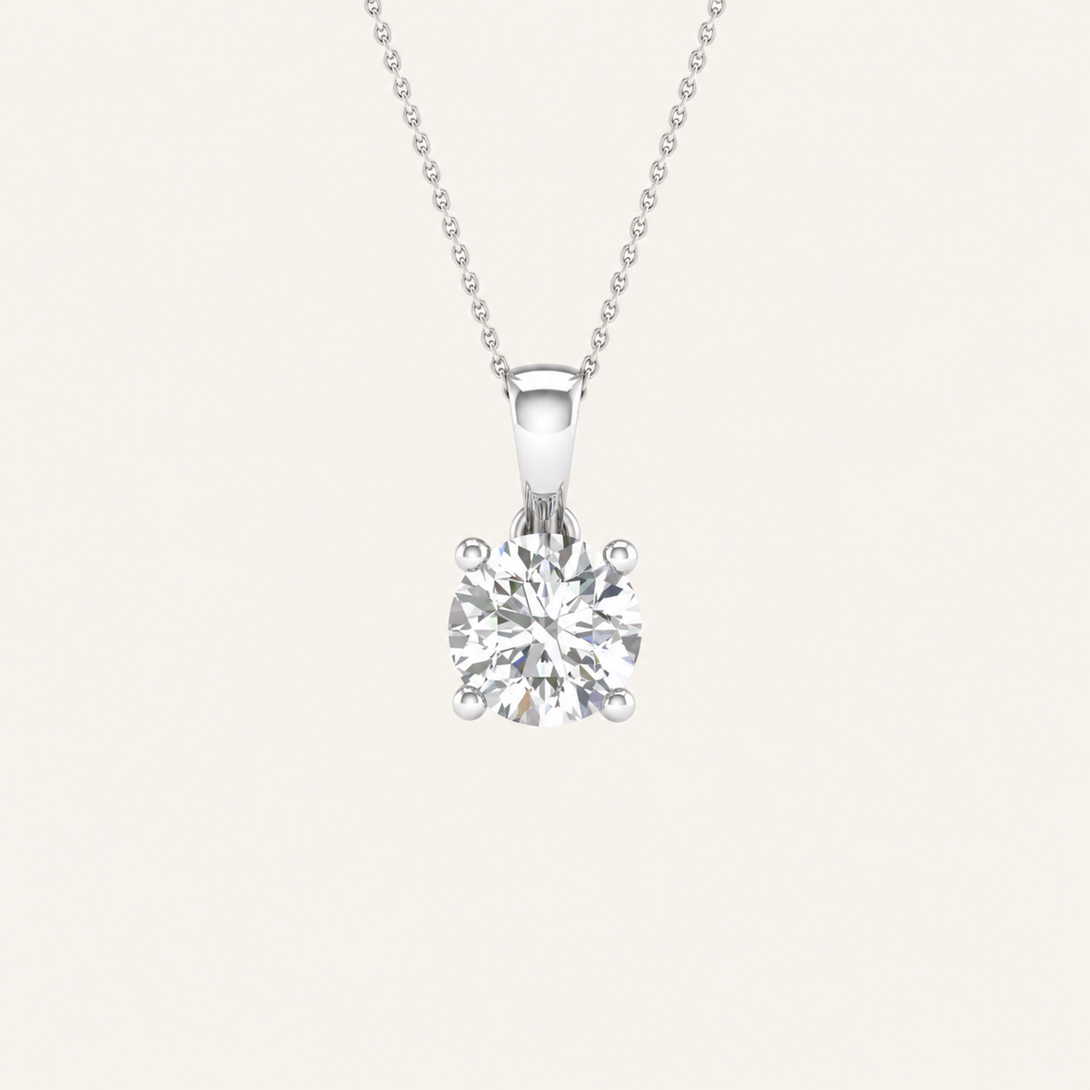 1.00CT Round Cut Lab Grown Diamond Pendant