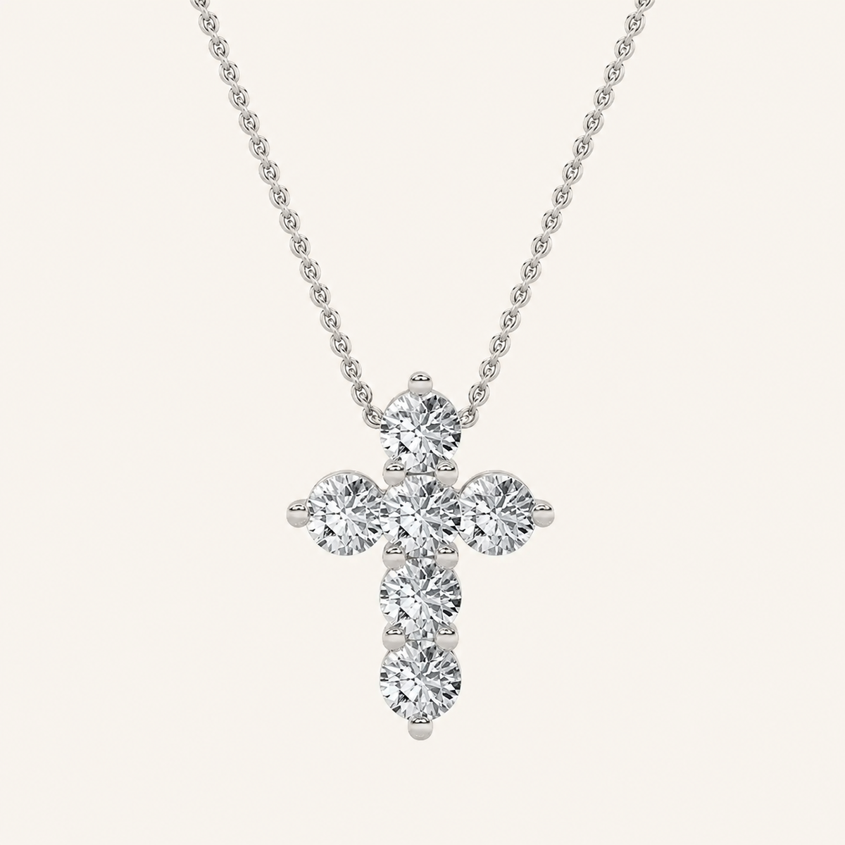 1.5CT Round Cut Lab Grown Diamond Pendant Cross Necklace