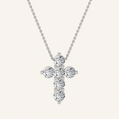 1.5CT Round Cut Lab Grown Diamond Pendant Cross Necklace