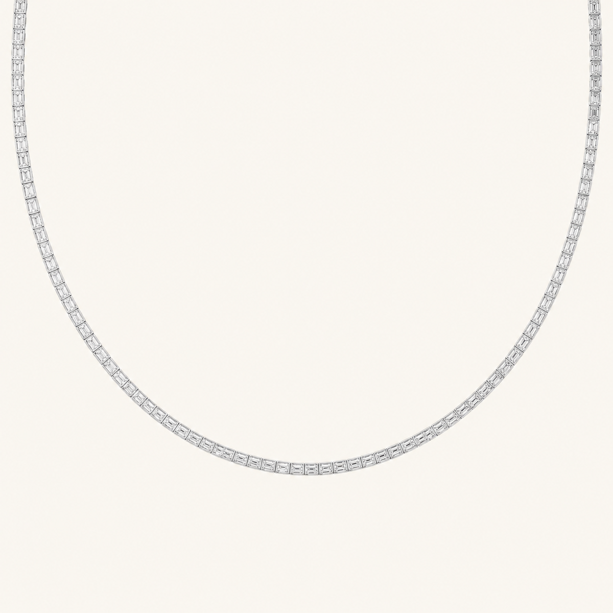 40CT Emerald Cut Lab Grown Diamond Tennis Necklace