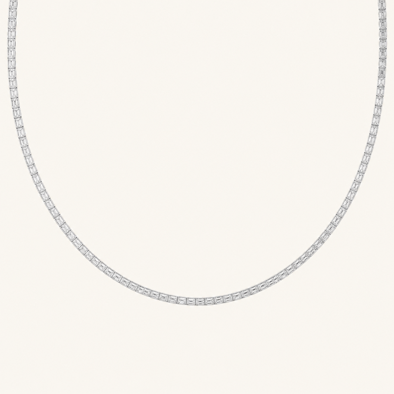 29CT Emerald Cut Lab Grown Diamond Tennis Necklace