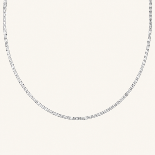 29CT Emerald Cut Lab Grown Diamond Tennis Necklace