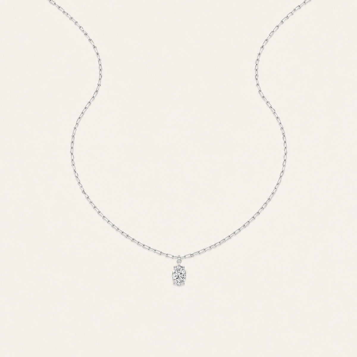 2CT Oval Cut Lab Grown Diamond Strata Chic Pendant Necklace