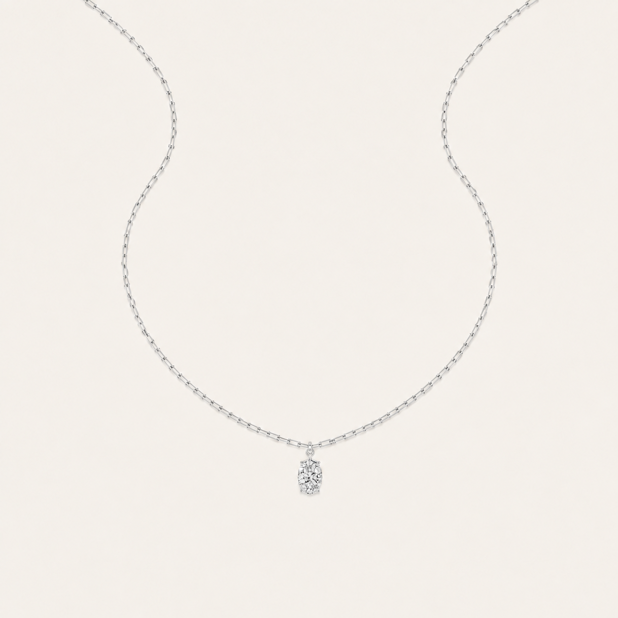 2CT Oval Cut Lab Grown Diamond Strata Chic Pendant Necklace